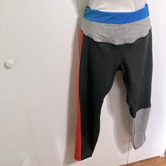 NIKE Dri-fit Color block Leggings Running pants Blue Black Gray Red Womens 2X - Picture 3 of 9